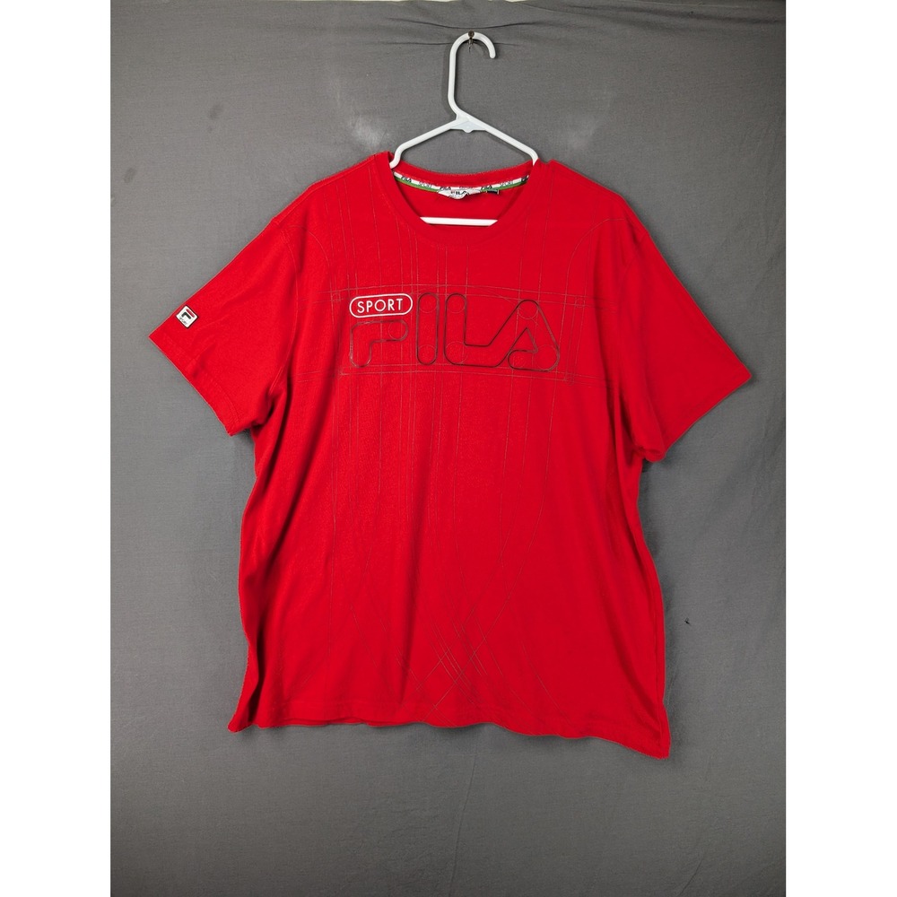 Fila Sport Mens Red Graphic Logo Crew Neck Short Sleeve T-Shirt XL